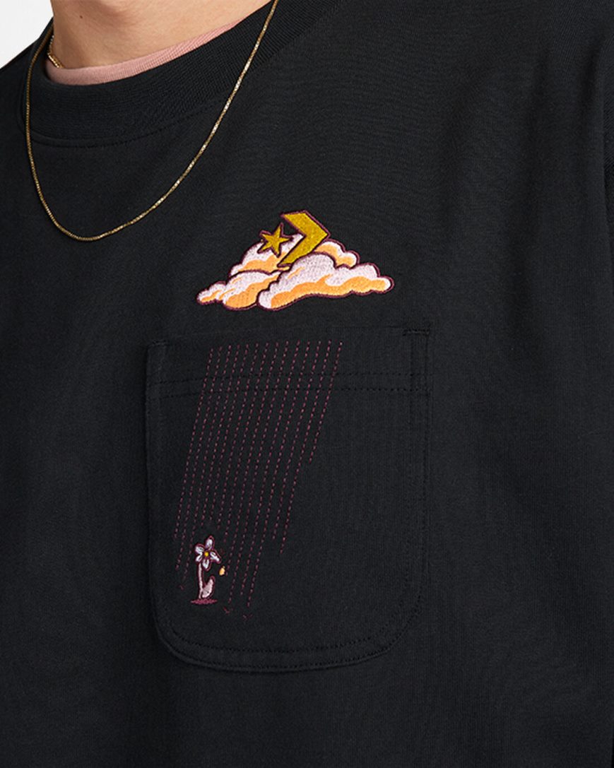 Men's Converse Cloud Pocket Graphic T-Shirts Black | AU 0645EG